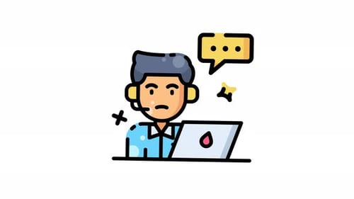 Animated Customer Support Icon with Speech Bubble