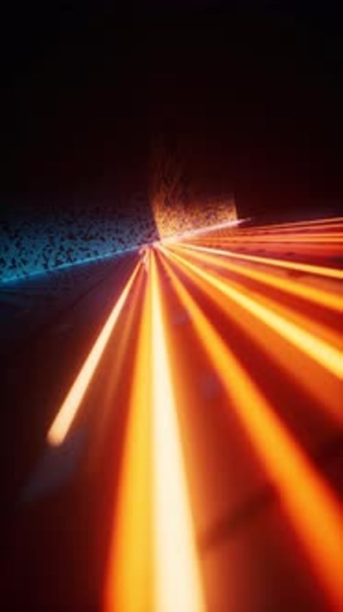 Flowing neon lines with binary data background