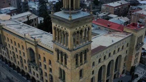 Gorgeous old building with amazing architecture, Tbilisi, Georgia, 4k