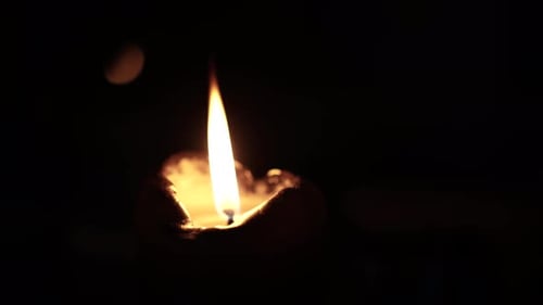 Candle Flame Flickering in the Dark