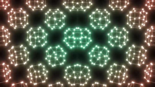Dynamische geometrische Formen strahlen eine futuristische, lebendige Energie aus