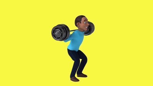 Fun 3D cartoon casual character squatting (with alpha channel)