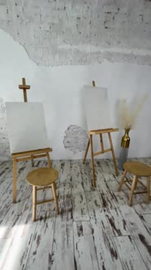 A Bright and Innovative Art Studio Featuring Beautiful Wooden Furniture Along with Captivating