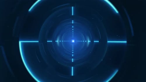 Futuristic Glowing Blue Tunnel With Radiant Central Point