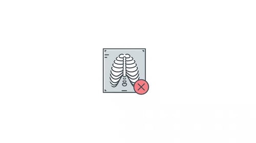 Medical X-Ray Ribcage with Error Icon Flat Animation