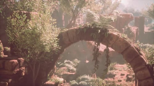 Ruins Near Red Rocky Stones