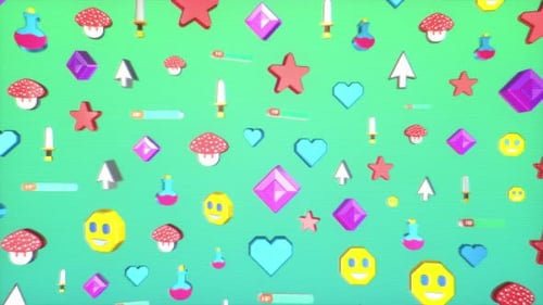 8-Bit Animated 3D Icons Looped 3