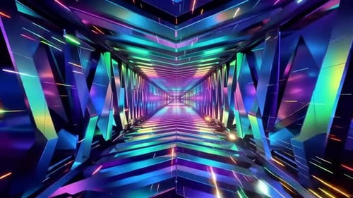 Boucle de tunnel métallique géométrique en néon abstrait Irid futuriste