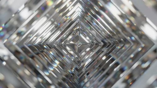 Sparkling Diamond Tunnel Loop with Geometric Crystal Refraction