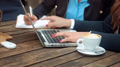 Close Up of Casual Entrepreneur Woman Team, Using Technology for Information In