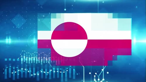 Greenland Flag On Economy Background And Graph