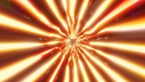 Beautiful abstract yellow orange tunnel made of futuristic digital stripes and lines glowing