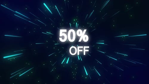 50 Percent Off Text Reveal with Speed Lines