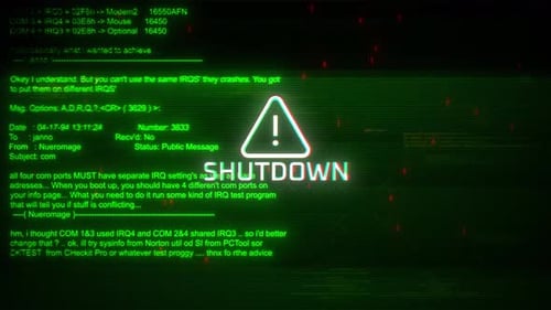 Beim Herunterfahren der Aufmerksamkeit auf dem Bildschirm, Bewegung auf abstrakter Technologie, grüne Farbe