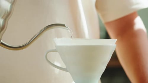 Pour Over Coffee Being Made with Kettle