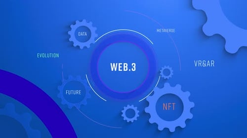 Infographie plate, coloriser l'arrière-plan, balises Web3, animation en boucle