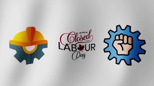 Happy Labor Day White Wave Background Loop Animation