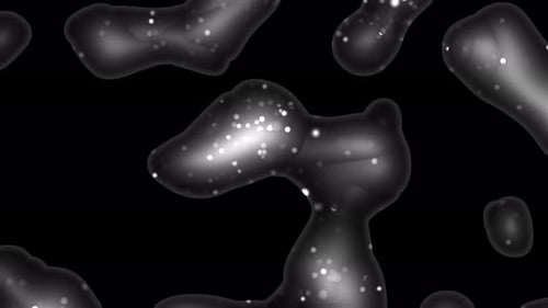 Abstract Fluid Organic Shapes with Glowing Particles Loop