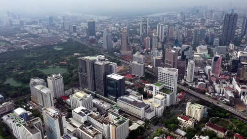 Aerial View of Bangkok City and Skycrapers
