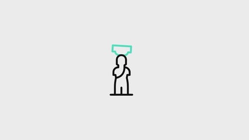 Animated Icon of Person with Changing Thought Bubbles
