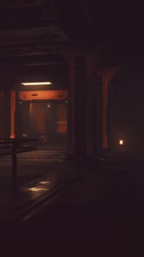 Empty Corridor with Reflective Wall