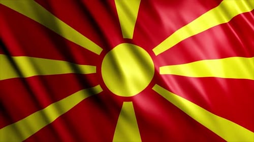 Waving Flag of North Macedonia, Loopable Background Animation