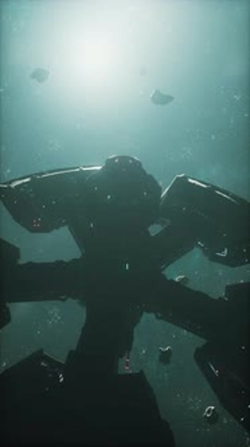 A Massive Spaceship Navigates Through a Dense Asteroid Field in Deep Space