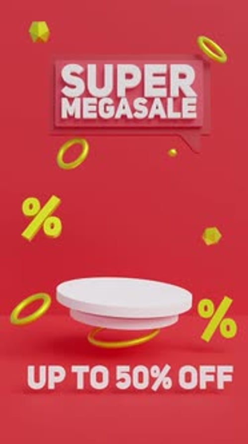 3D Super Megasale Product Promotion Podium Display Animation