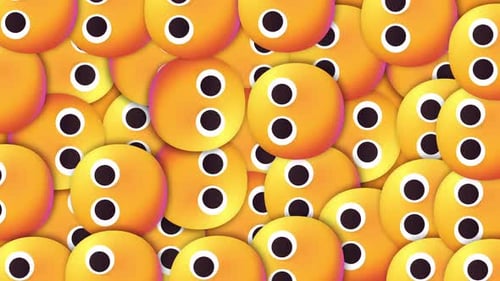 Fluid Animated Yellow Spheres with Eyes Background Loop