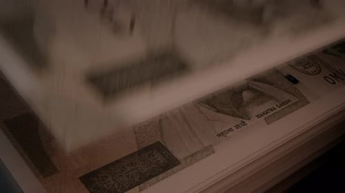 Digital Counting Indian Rupee Currency Banknotes Animation