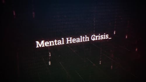Mental Health Crisis Text Reveal with Glitch Effects