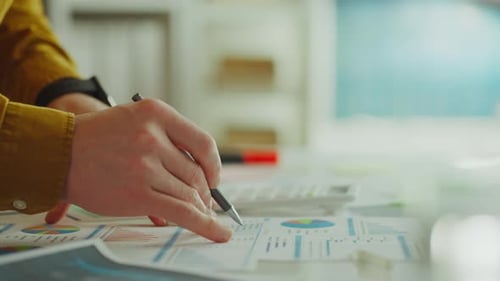 A young talented analyst solves complex analytical problem, looking for the necessary options for