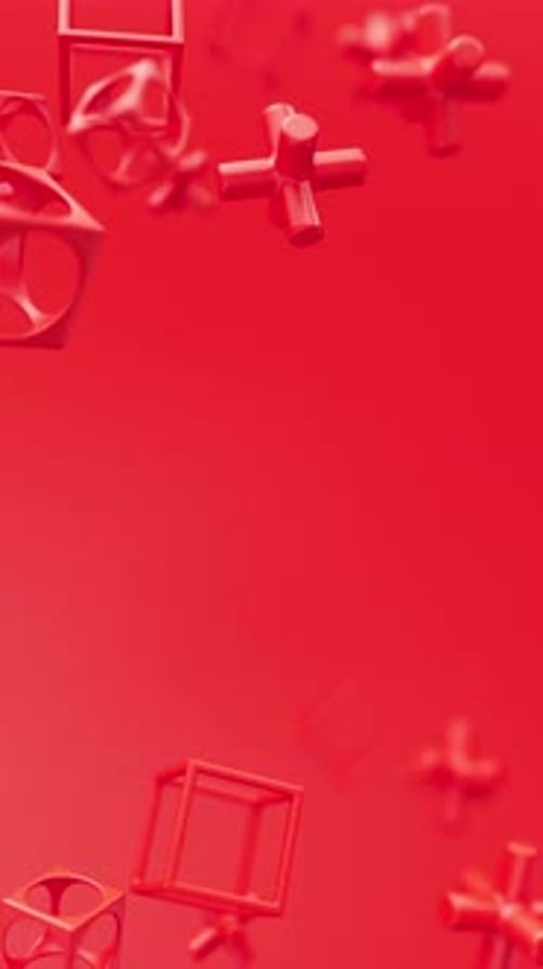 Abstract 3d Red Geometric Shapes Rotating Animation Loop Modern Minimalistic Background 3d Render