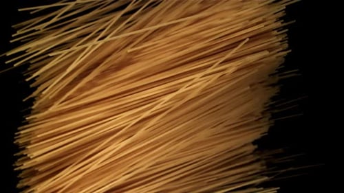 Spaghetti Pasta Flies Up and Falls Down Filmed on a Highspeed Camera at 1000 Fps