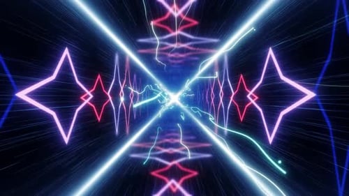 Energetic Neon Light Tunnel Loop Background