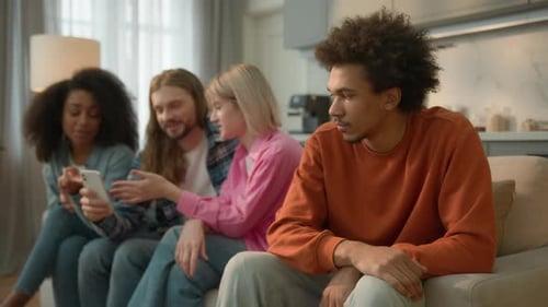 Separated Sad Frustrated Stressed Worried Offended African American Guy Male Introvert Man Migraine
