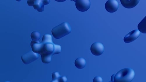 Seamless Loop of Blue Abstract 3D Shapes Floating Background