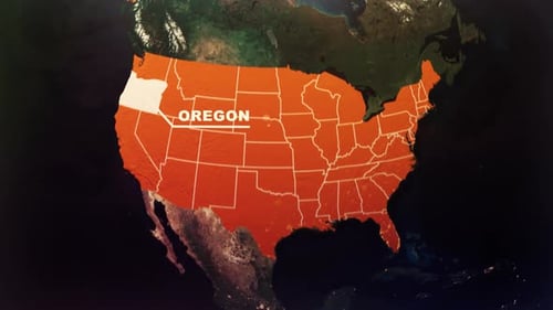 Global Map Zoom into USA and Highlight Oregon State