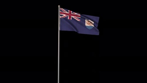 Anguilla National Flag Waving on Pole with Realistic Fabric Motion