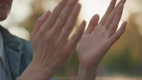 Outdoor Wedding Applause Family Shows Support at Sunset Wedding Celebration Main Guest Applauds