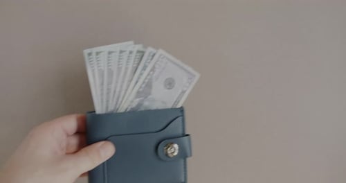 Wallet Full of US Dollar Currency Bills
