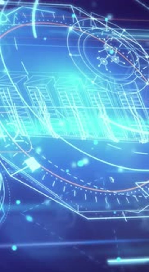 Futuristic Digital HUD Interface with Animated Data and Icons