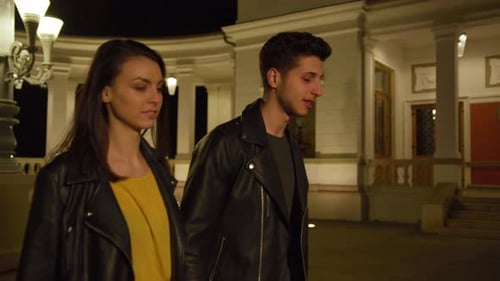 Couple enjoying a night walk