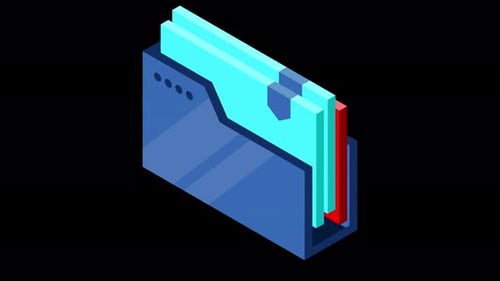 Isometric folder with documents animation. Document folder isometric. Archive containing documents
