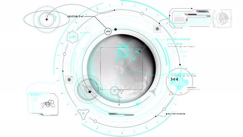 Interface infographique des extraterrestres explorant la planète