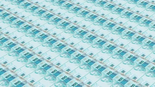 Brazilian Real Banknotes Money Flowing Seamless Loop Pattern