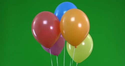 Green screen of colorful Balloons that rise