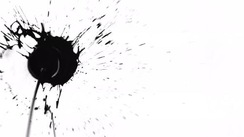 Hison Collection: Ink splat in left corner from below with copyspace shot in 4k