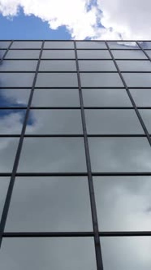Vertical Video Cloud Reflections in Office Building