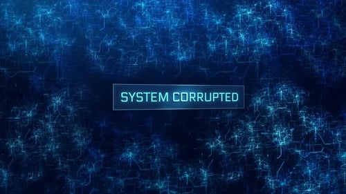 Conceito de sistema corrompido sobre fundo escuro de redes de computadores - 4K